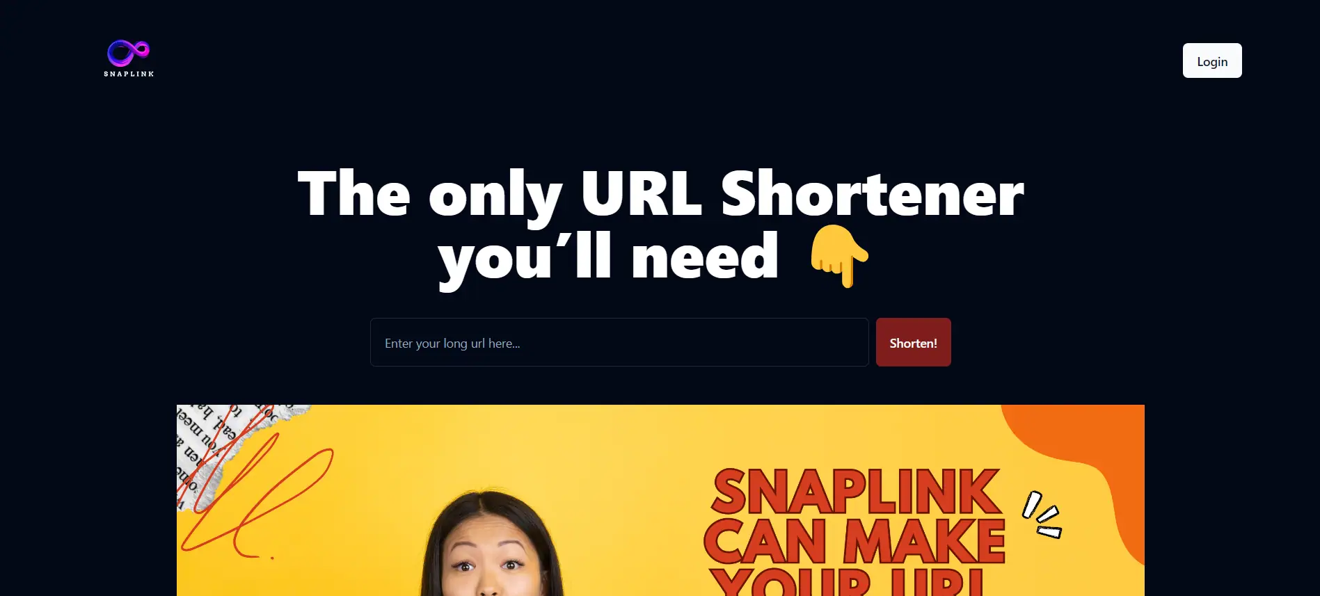 SnapLink: A link shortening web app. image